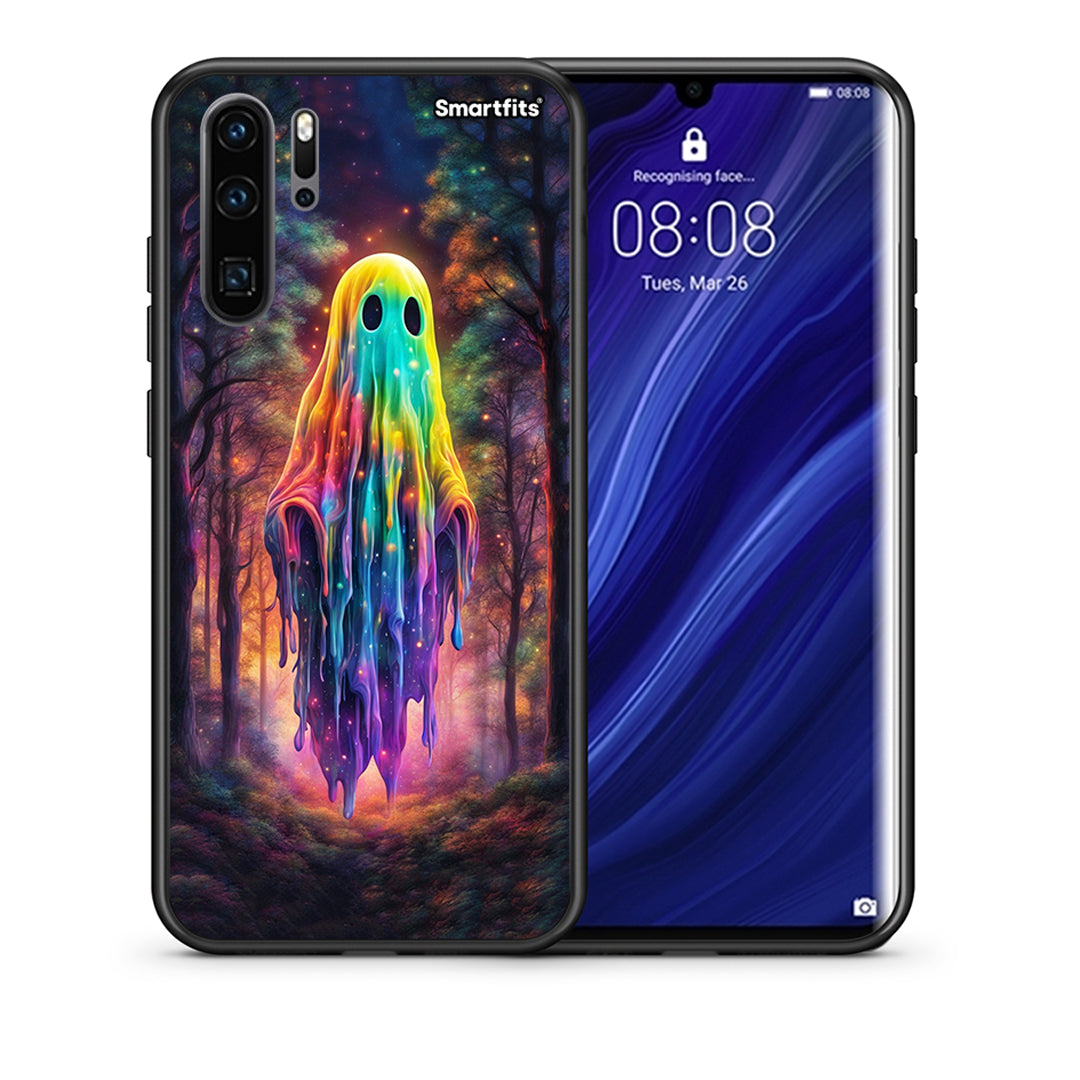 Θήκη Huawei P30 Pro Halloween Ghost από τη Smartfits με σχέδιο στο πίσω μέρος και μαύρο περίβλημα | Huawei P30 Pro Halloween Ghost case with colorful back and black bezels