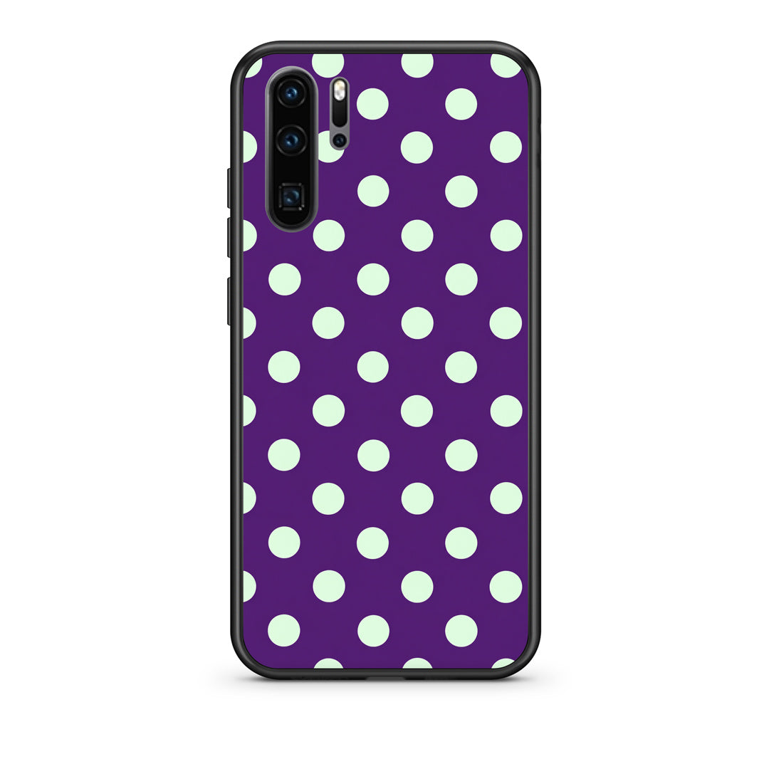 Θήκη Huawei P30 Pro Mint Polka Dots on Purple από τη Smartfits με σχέδιο στο πίσω μέρος και μαύρο περίβλημα | Huawei P30 Pro Mint Polka Dots on Purple case with colorful back and black bezels