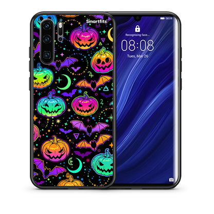 Θήκη Huawei P30 Pro Neon Halloween από τη Smartfits με σχέδιο στο πίσω μέρος και μαύρο περίβλημα | Huawei P30 Pro Neon Halloween case with colorful back and black bezels