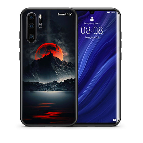Θήκη Huawei P30 Pro Red Full Moon από τη Smartfits με σχέδιο στο πίσω μέρος και μαύρο περίβλημα | Huawei P30 Pro Red Full Moon case with colorful back and black bezels