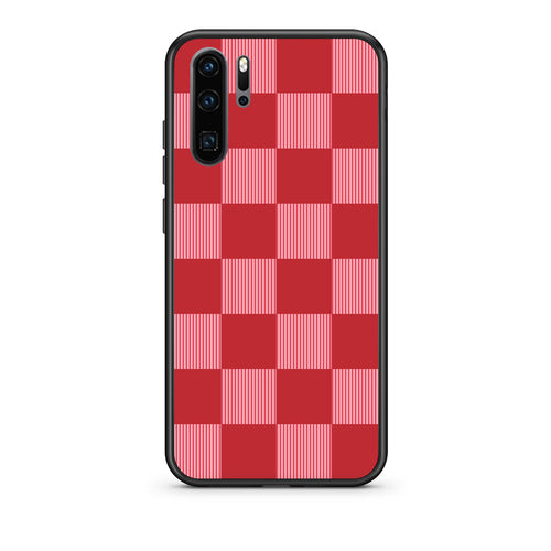Θήκη Huawei P30 Pro Red and Pink Striped Checks από τη Smartfits με σχέδιο στο πίσω μέρος και μαύρο περίβλημα | Huawei P30 Pro Red and Pink Striped Checks case with colorful back and black bezels