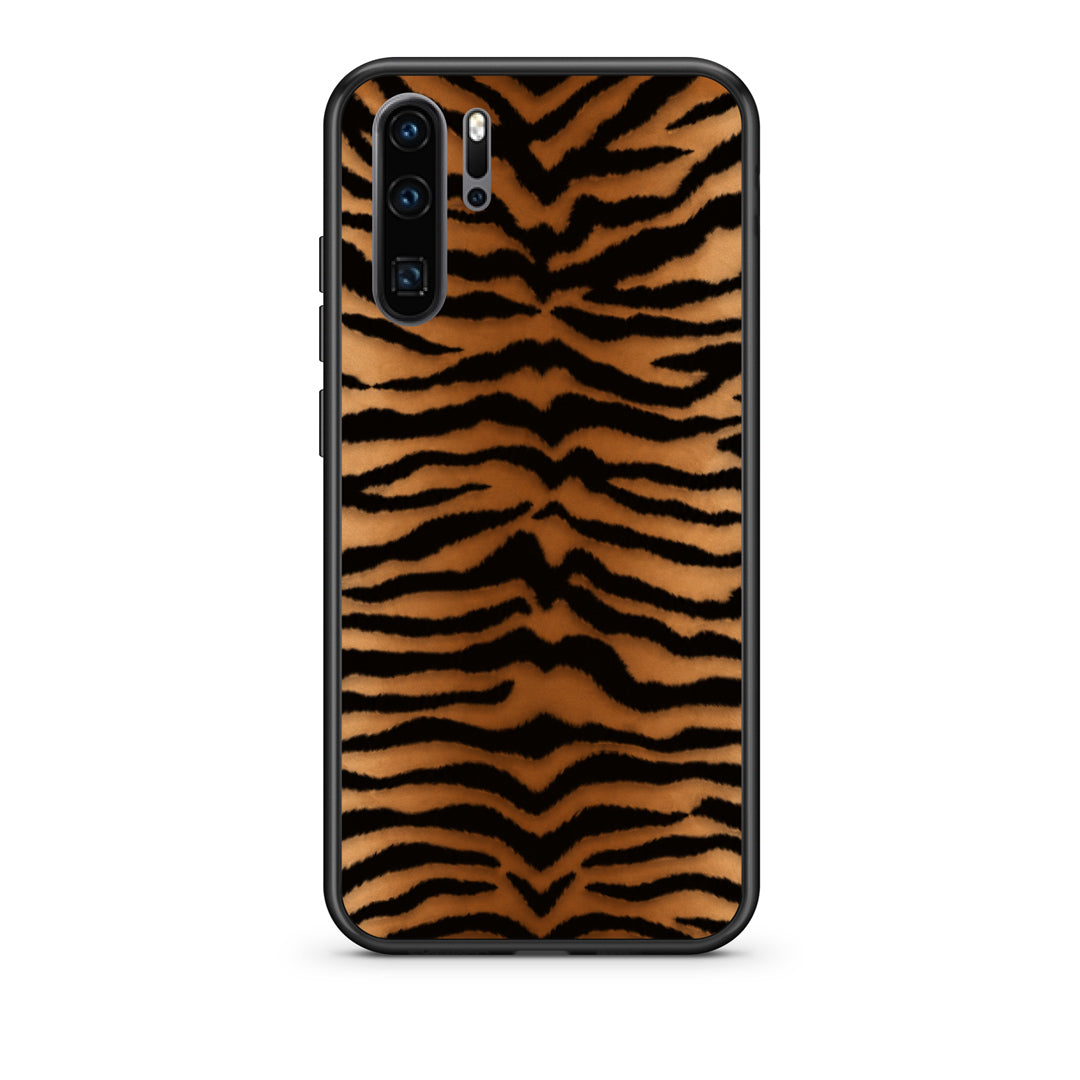 Θήκη Huawei P30 Pro Tiger Print Orange and Black από τη Smartfits με σχέδιο στο πίσω μέρος και μαύρο περίβλημα | Huawei P30 Pro Tiger Print Orange and Black case with colorful back and black bezels