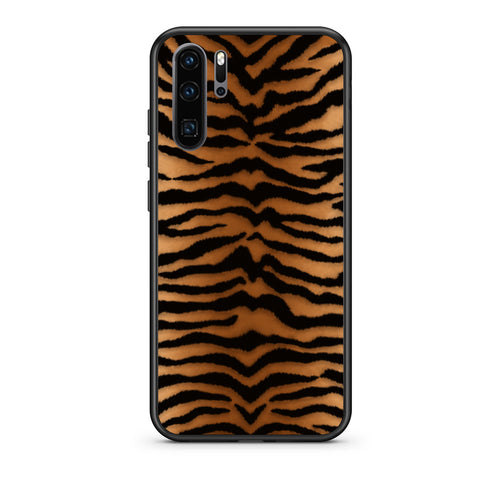 Θήκη Huawei P30 Pro Tiger Print Orange and Black από τη Smartfits με σχέδιο στο πίσω μέρος και μαύρο περίβλημα | Huawei P30 Pro Tiger Print Orange and Black case with colorful back and black bezels