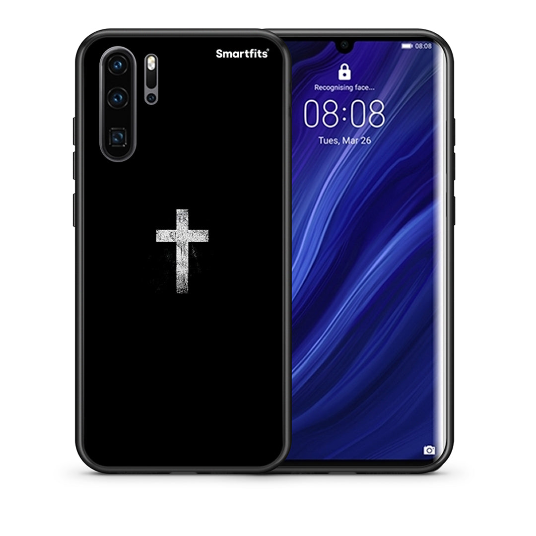 Θήκη Huawei P30 Pro White Cross από τη Smartfits με σχέδιο στο πίσω μέρος και μαύρο περίβλημα | Huawei P30 Pro White Cross case with colorful back and black bezels