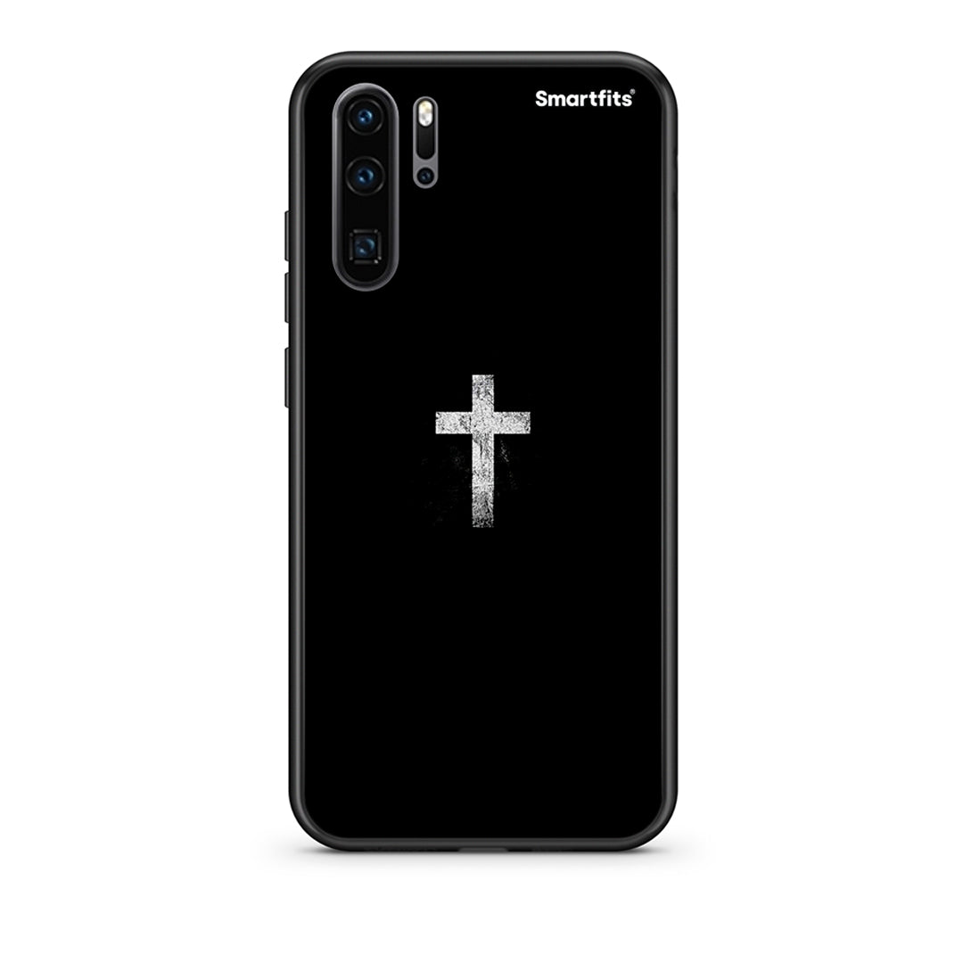 Huawei P30 Pro White Cross θήκη από τη Smartfits με σχέδιο στο πίσω μέρος και μαύρο περίβλημα | Smartphone case with colorful back and black bezels by Smartfits