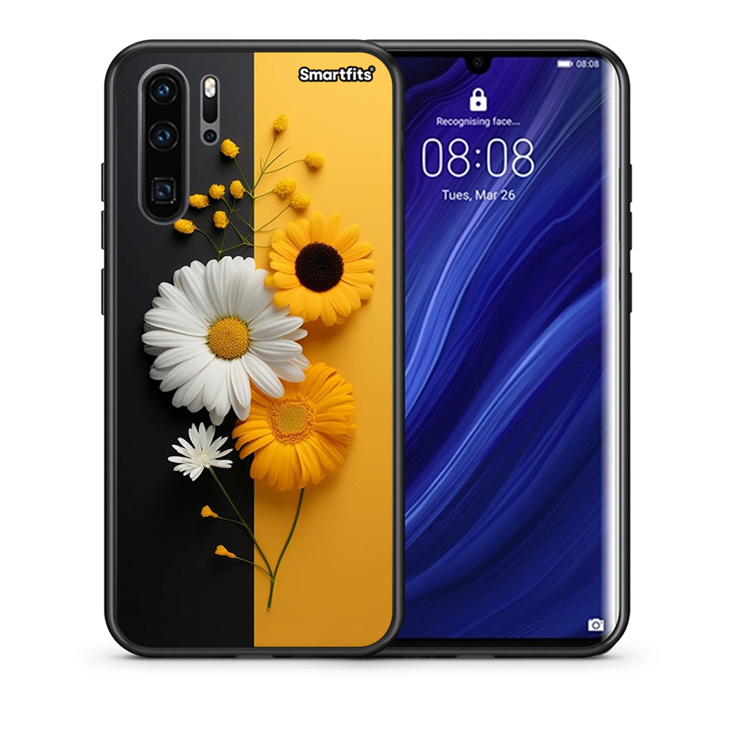 Θήκη Huawei P30 Pro Yellow Daisies από τη Smartfits με σχέδιο στο πίσω μέρος και μαύρο περίβλημα | Huawei P30 Pro Yellow Daisies case with colorful back and black bezels