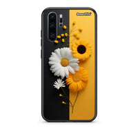 Thumbnail for Huawei P30 Pro Yellow Daisies θήκη από τη Smartfits με σχέδιο στο πίσω μέρος και μαύρο περίβλημα | Smartphone case with colorful back and black bezels by Smartfits