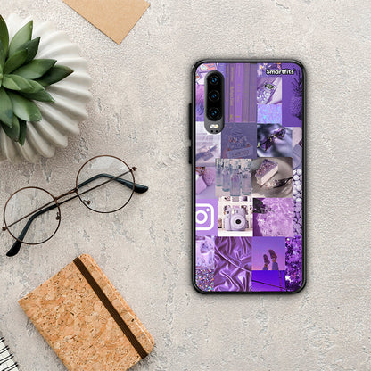 Purple Aesthetic Collage - Huawei P30 θήκη