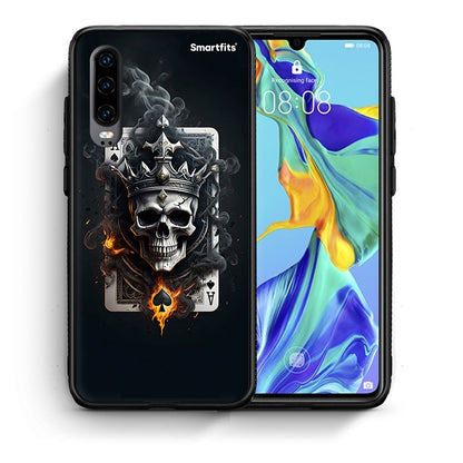 Θήκη Huawei P30 Skull King Ace από τη Smartfits με σχέδιο στο πίσω μέρος και μαύρο περίβλημα | Huawei P30 Skull King Ace case with colorful back and black bezels