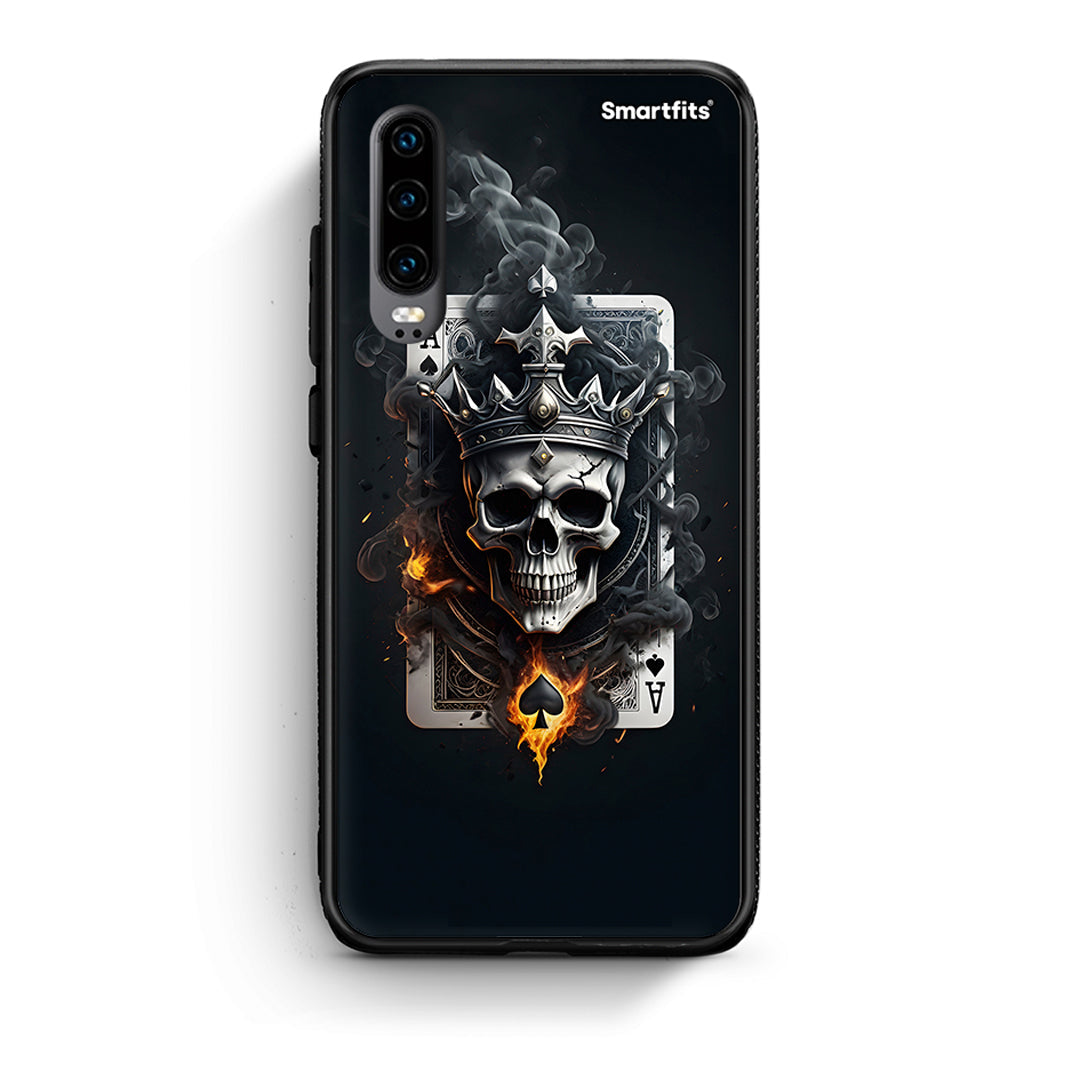 Huawei P30 Skull King Ace θήκη από τη Smartfits με σχέδιο στο πίσω μέρος και μαύρο περίβλημα | Smartphone case with colorful back and black bezels by Smartfits