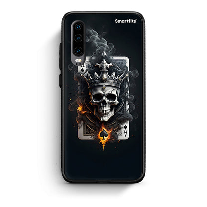 Huawei P30 Skull King Ace θήκη από τη Smartfits με σχέδιο στο πίσω μέρος και μαύρο περίβλημα | Smartphone case with colorful back and black bezels by Smartfits