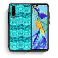 Thumbnail for Θήκη Huawei P30 Swimming Dolphins από τη Smartfits με σχέδιο στο πίσω μέρος και μαύρο περίβλημα | Huawei P30 Swimming Dolphins case with colorful back and black bezels