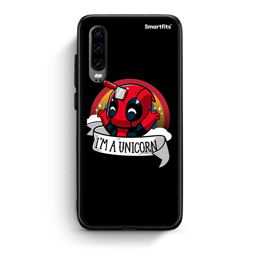 Huawei P30 Unicorn Deadpool θήκη από τη Smartfits με σχέδιο στο πίσω μέρος και μαύρο περίβλημα | Smartphone case with colorful back and black bezels by Smartfits
