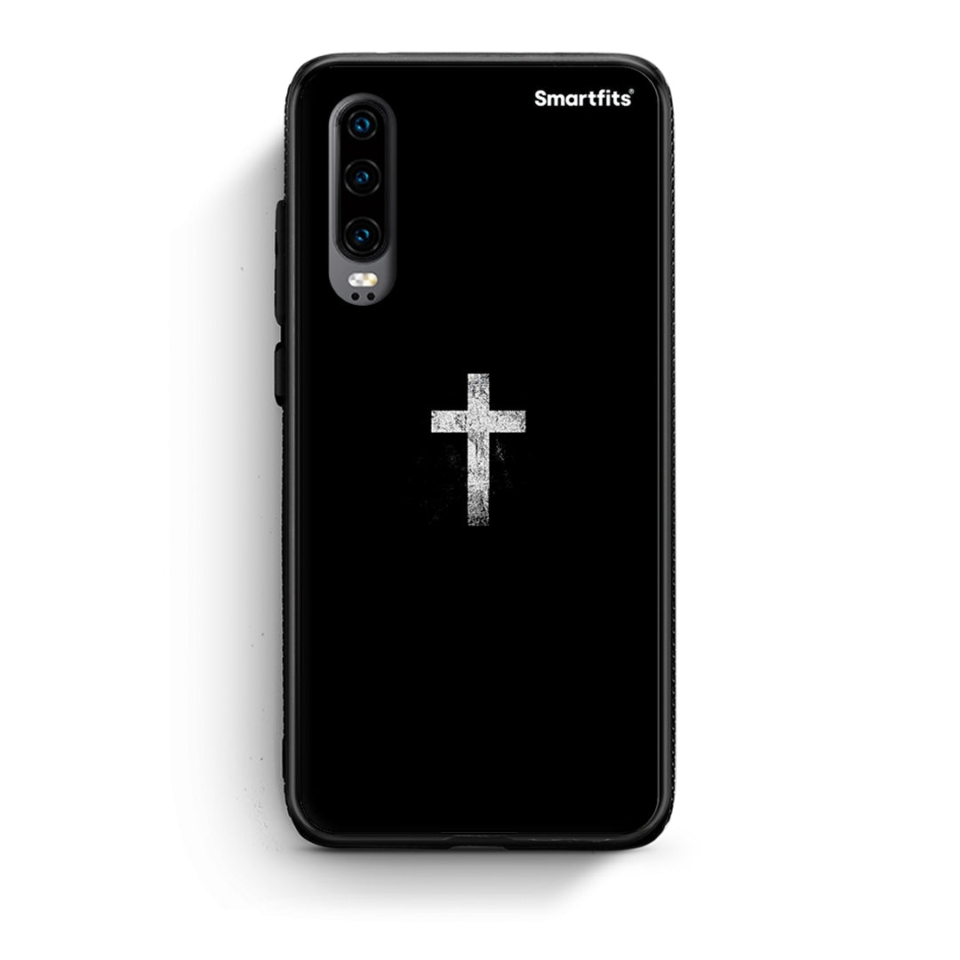 Huawei P30 White Cross θήκη από τη Smartfits με σχέδιο στο πίσω μέρος και μαύρο περίβλημα | Smartphone case with colorful back and black bezels by Smartfits