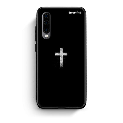 Huawei P30 White Cross θήκη από τη Smartfits με σχέδιο στο πίσω μέρος και μαύρο περίβλημα | Smartphone case with colorful back and black bezels by Smartfits