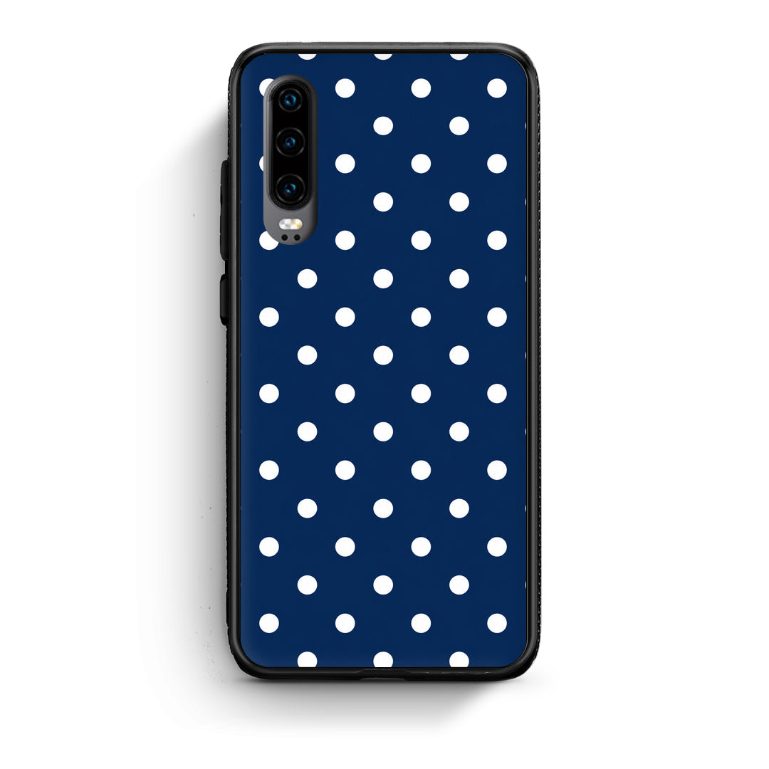 Θήκη Huawei P30 White Small Polka Dots on Navy από τη Smartfits με σχέδιο στο πίσω μέρος και μαύρο περίβλημα | Huawei P30 White Small Polka Dots on Navy case with colorful back and black bezels