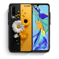 Thumbnail for Θήκη Huawei P30 Yellow Daisies από τη Smartfits με σχέδιο στο πίσω μέρος και μαύρο περίβλημα | Huawei P30 Yellow Daisies case with colorful back and black bezels