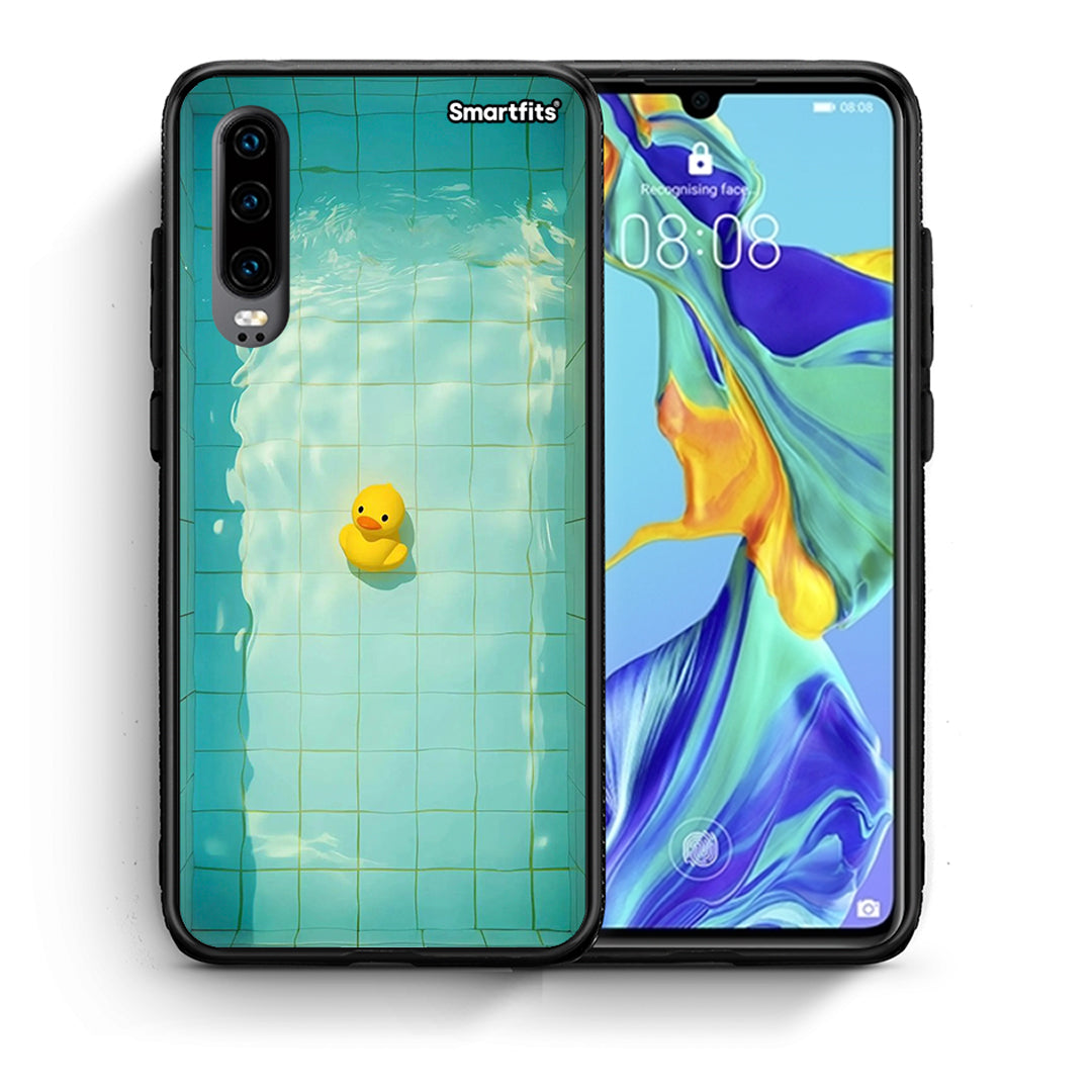 Θήκη Huawei P30 Yellow Duck από τη Smartfits με σχέδιο στο πίσω μέρος και μαύρο περίβλημα | Huawei P30 Yellow Duck case with colorful back and black bezels