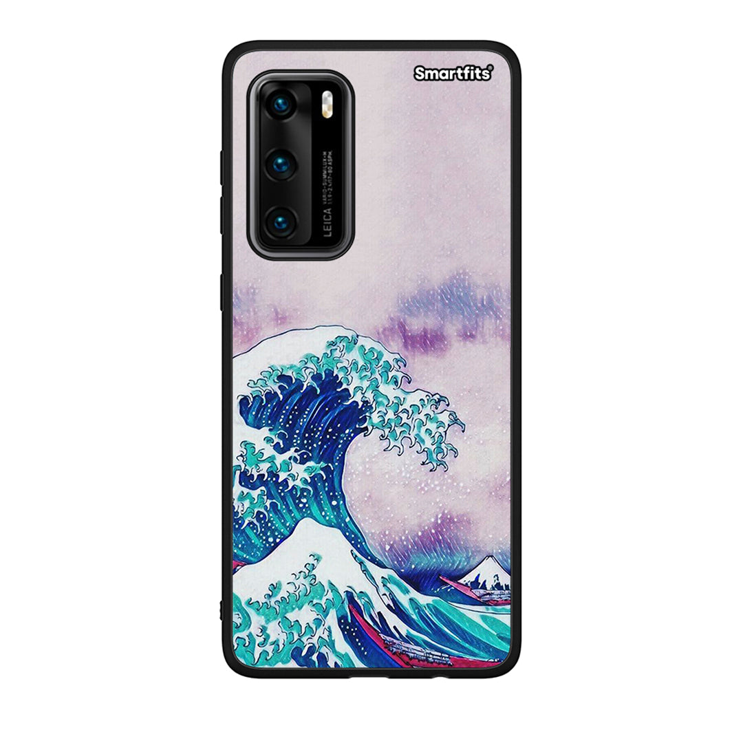 Huawei P40 Blue Waves θήκη από τη Smartfits με σχέδιο στο πίσω μέρος και μαύρο περίβλημα | Smartphone case with colorful back and black bezels by Smartfits