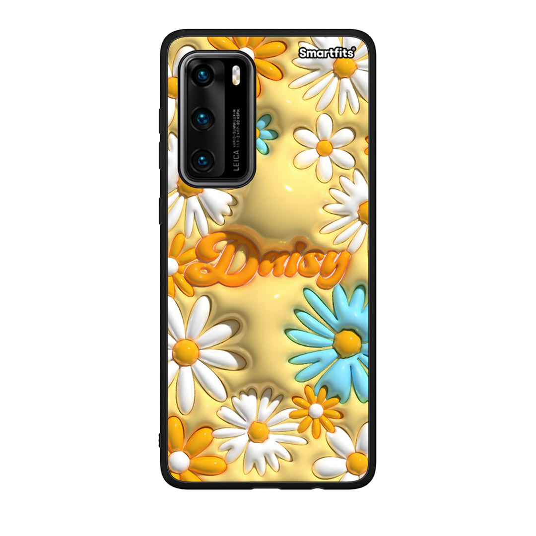 Huawei P40 Bubble Daisies θήκη από τη Smartfits με σχέδιο στο πίσω μέρος και μαύρο περίβλημα | Smartphone case with colorful back and black bezels by Smartfits