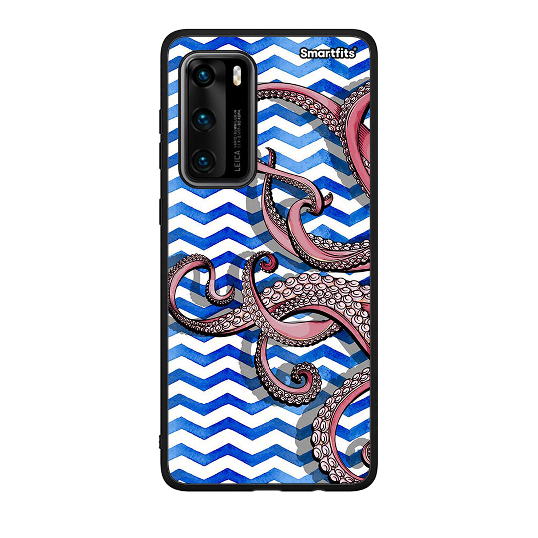 Huawei P40 Chevron Devilfish θήκη από τη Smartfits με σχέδιο στο πίσω μέρος και μαύρο περίβλημα | Smartphone case with colorful back and black bezels by Smartfits