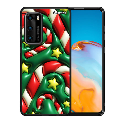 Θήκη Huawei P40 Christmas Bubbles από τη Smartfits με σχέδιο στο πίσω μέρος και μαύρο περίβλημα | Huawei P40 Christmas Bubbles case with colorful back and black bezels
