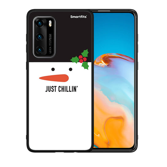 Θήκη Huawei P40 Christmas Chillin από τη Smartfits με σχέδιο στο πίσω μέρος και μαύρο περίβλημα | Huawei P40 Christmas Chillin case with colorful back and black bezels