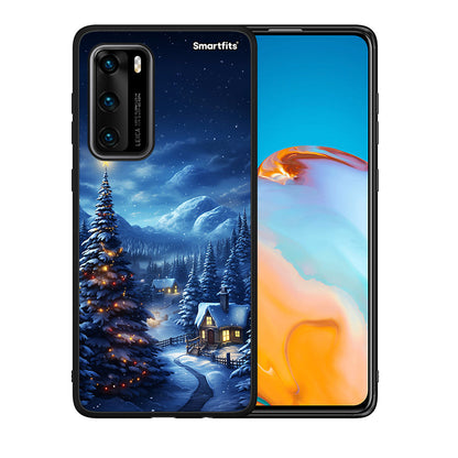 Θήκη Huawei P40 Christmas Scenery από τη Smartfits με σχέδιο στο πίσω μέρος και μαύρο περίβλημα | Huawei P40 Christmas Scenery case with colorful back and black bezels
