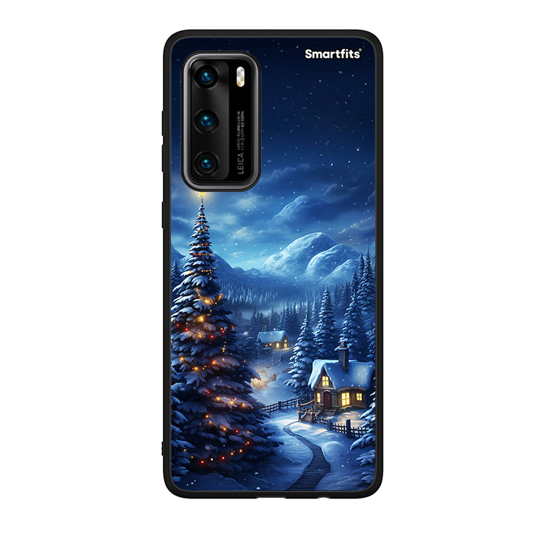 Huawei P40 Christmas Scenery θήκη από τη Smartfits με σχέδιο στο πίσω μέρος και μαύρο περίβλημα | Smartphone case with colorful back and black bezels by Smartfits