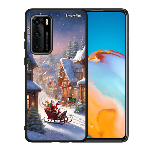 Θήκη Huawei P40 Christmas Snow από τη Smartfits με σχέδιο στο πίσω μέρος και μαύρο περίβλημα | Huawei P40 Christmas Snow case with colorful back and black bezels