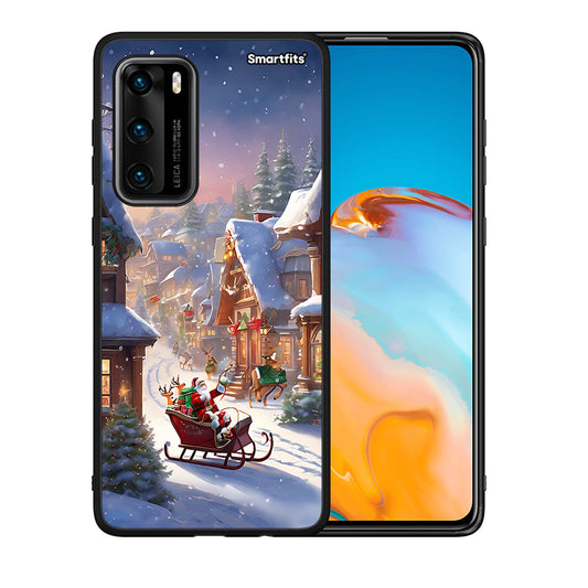 Θήκη Huawei P40 Christmas Snow από τη Smartfits με σχέδιο στο πίσω μέρος και μαύρο περίβλημα | Huawei P40 Christmas Snow case with colorful back and black bezels