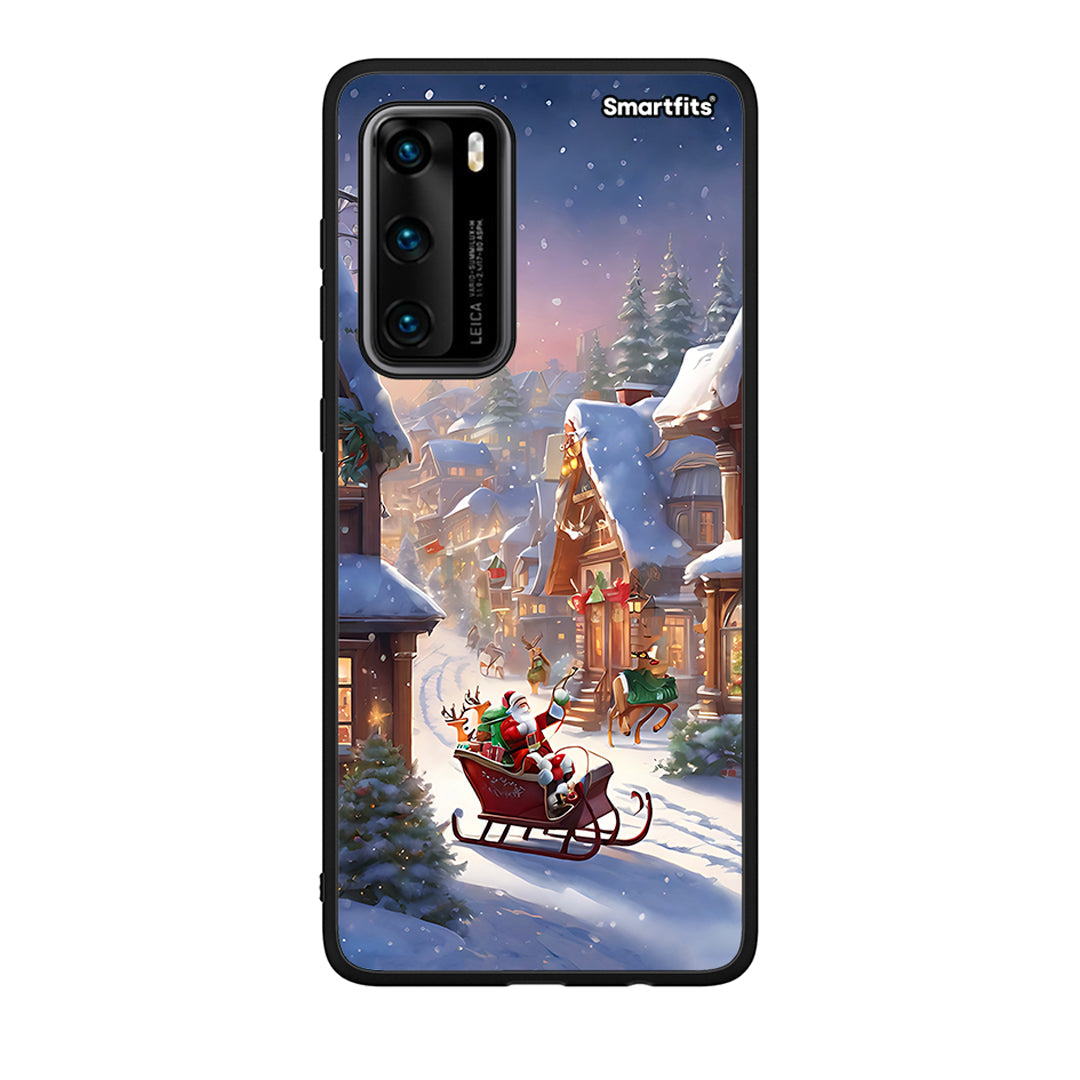 Huawei P40 Christmas Snow θήκη από τη Smartfits με σχέδιο στο πίσω μέρος και μαύρο περίβλημα | Smartphone case with colorful back and black bezels by Smartfits