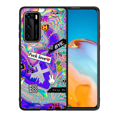 Θήκη Huawei P40 Game Over από τη Smartfits με σχέδιο στο πίσω μέρος και μαύρο περίβλημα | Huawei P40 Game Over case with colorful back and black bezels