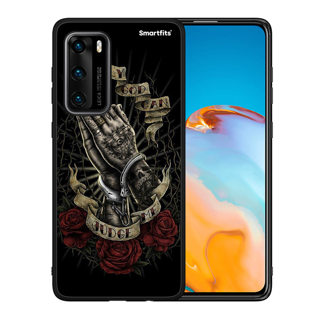 Θήκη Huawei P40 Judge By God από τη Smartfits με σχέδιο στο πίσω μέρος και μαύρο περίβλημα | Huawei P40 Judge By God case with colorful back and black bezels