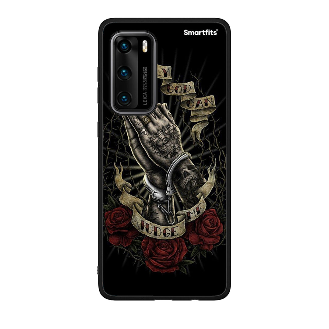 Huawei P40 Judge By God θήκη από τη Smartfits με σχέδιο στο πίσω μέρος και μαύρο περίβλημα | Smartphone case with colorful back and black bezels by Smartfits