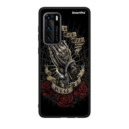 Huawei P40 Judge By God θήκη από τη Smartfits με σχέδιο στο πίσω μέρος και μαύρο περίβλημα | Smartphone case with colorful back and black bezels by Smartfits