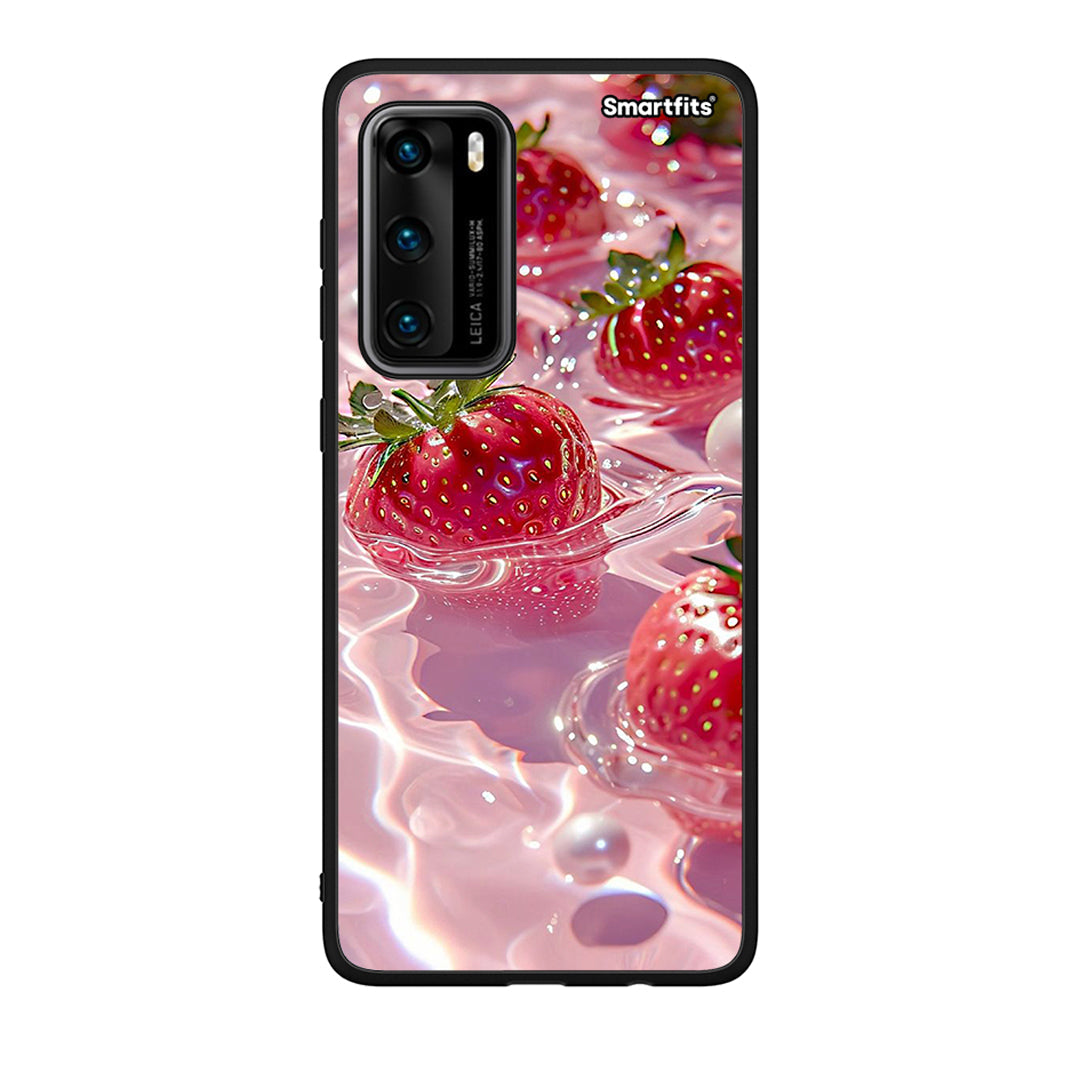 Huawei P40 Juicy Strawberries θήκη από τη Smartfits με σχέδιο στο πίσω μέρος και μαύρο περίβλημα | Smartphone case with colorful back and black bezels by Smartfits