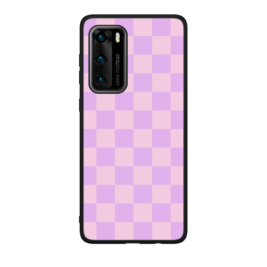 Θήκη Huawei P40 Lavender and Pink Checkerboard από τη Smartfits με σχέδιο στο πίσω μέρος και μαύρο περίβλημα | Huawei P40 Lavender and Pink Checkerboard case with colorful back and black bezels
