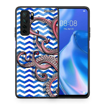 Θήκη Huawei P40 Lite 5G Chevron Devilfish από τη Smartfits με σχέδιο στο πίσω μέρος και μαύρο περίβλημα | Huawei P40 Lite 5G Chevron Devilfish Case with Colorful Back and Black Bezels