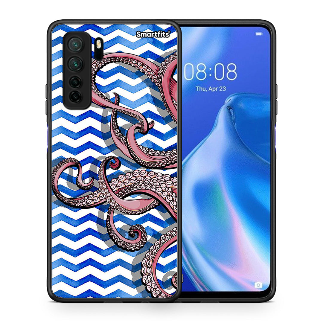 Θήκη Huawei P40 Lite 5G Chevron Devilfish από τη Smartfits με σχέδιο στο πίσω μέρος και μαύρο περίβλημα | Huawei P40 Lite 5G Chevron Devilfish Case with Colorful Back and Black Bezels