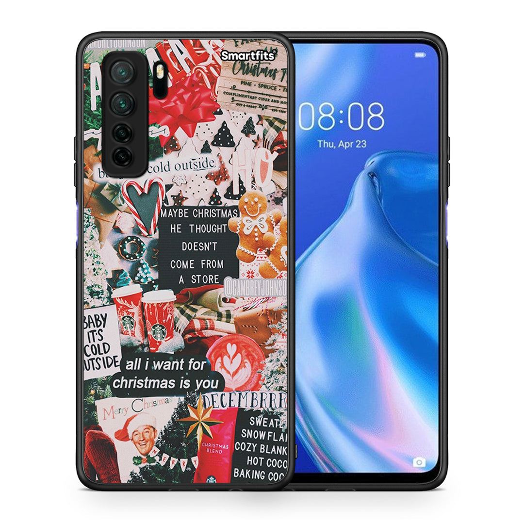 Θήκη Huawei P40 Lite 5G Christmas Happiness από τη Smartfits με σχέδιο στο πίσω μέρος και μαύρο περίβλημα | Huawei P40 Lite 5G Christmas Happiness Case with Colorful Back and Black Bezels