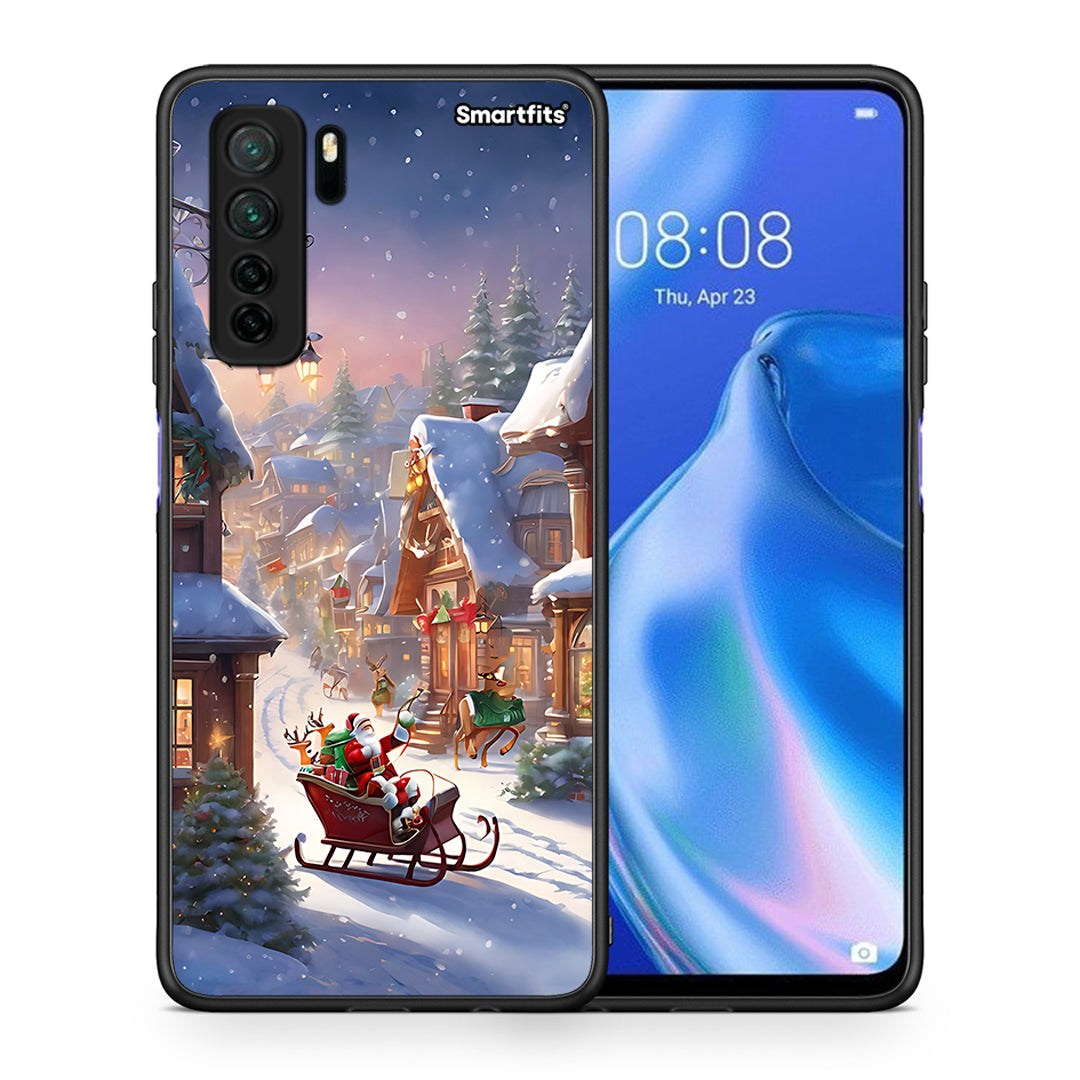 Θήκη Huawei P40 Lite 5G Christmas Snow από τη Smartfits με σχέδιο στο πίσω μέρος και μαύρο περίβλημα | Huawei P40 Lite 5G Christmas Snow Case with Colorful Back and Black Bezels