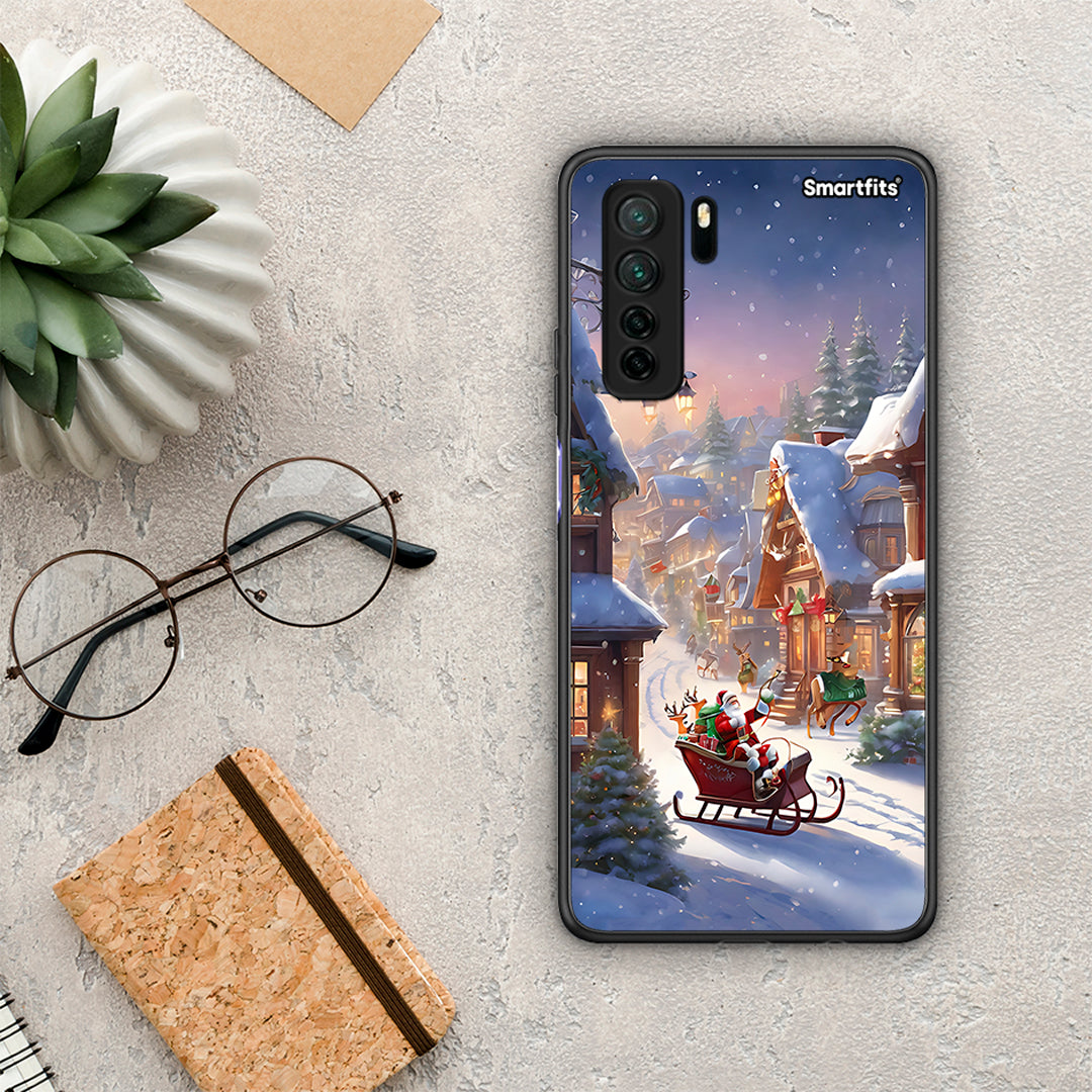 Θήκη Huawei P40 Lite 5G Christmas Snow από τη Smartfits με σχέδιο στο πίσω μέρος και μαύρο περίβλημα | Huawei P40 Lite 5G Christmas Snow Case with Colorful Back and Black Bezels