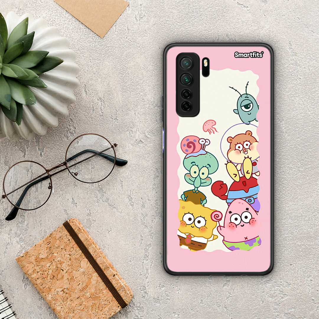 Θήκη Huawei P40 Lite 5G Cute Companion από τη Smartfits με σχέδιο στο πίσω μέρος και μαύρο περίβλημα | Huawei P40 Lite 5G Cute Companion Case with Colorful Back and Black Bezels