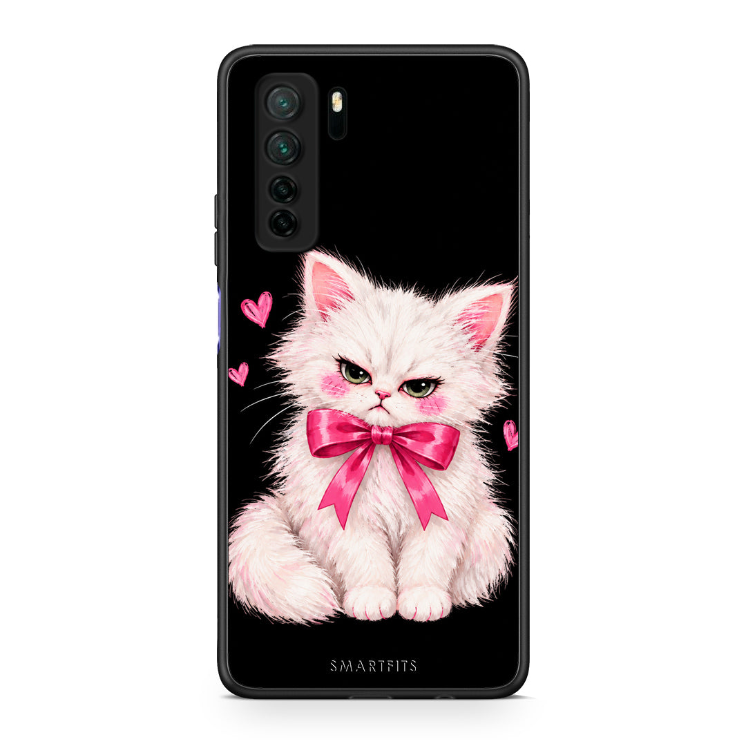 Θήκη Huawei P40 Lite 5G Grumpy Party Kitten on Black από τη Smartfits με σχέδιο στο πίσω μέρος και μαύρο περίβλημα | Huawei P40 Lite 5G Grumpy Party Kitten on Black case with colorful back and black bezels