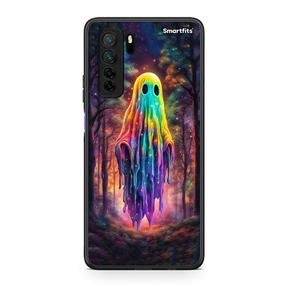Θήκη Huawei P40 Lite 5G Halloween Ghost από τη Smartfits με σχέδιο στο πίσω μέρος και μαύρο περίβλημα | Huawei P40 Lite 5G Halloween Ghost Case with Colorful Back and Black Bezels