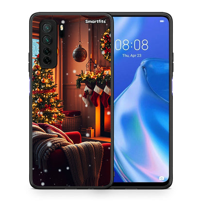 Θήκη Huawei P40 Lite 5G Home For Christmas από τη Smartfits με σχέδιο στο πίσω μέρος και μαύρο περίβλημα | Huawei P40 Lite 5G Home For Christmas Case with Colorful Back and Black Bezels