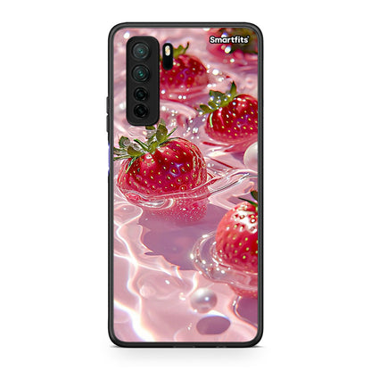 Θήκη Huawei P40 Lite 5G Juicy Strawberries από τη Smartfits με σχέδιο στο πίσω μέρος και μαύρο περίβλημα | Huawei P40 Lite 5G Juicy Strawberries Case with Colorful Back and Black Bezels