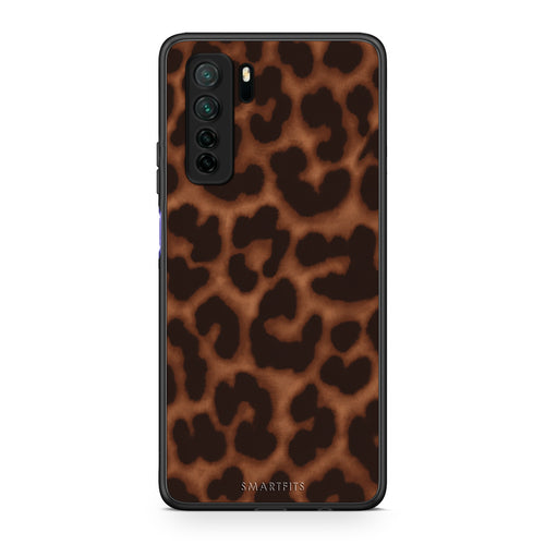 Θήκη Huawei P40 Lite 5G Leopard Print Dark Brown από τη Smartfits με σχέδιο στο πίσω μέρος και μαύρο περίβλημα | Huawei P40 Lite 5G Leopard Print Dark Brown case with colorful back and black bezels
