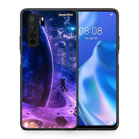 Θήκη Huawei P40 Lite 5G Lost Astronaut από τη Smartfits με σχέδιο στο πίσω μέρος και μαύρο περίβλημα | Huawei P40 Lite 5G Lost Astronaut Case with Colorful Back and Black Bezels